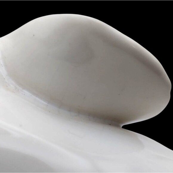 Pair Vintage White Porcelain Elephants Signed Tony Sitting & Standing Trunk Up - Picture 12 of 13